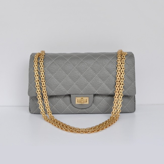 Chanel Classic Flap Bag A30226 elephantskin Gray with Antique Gold chain