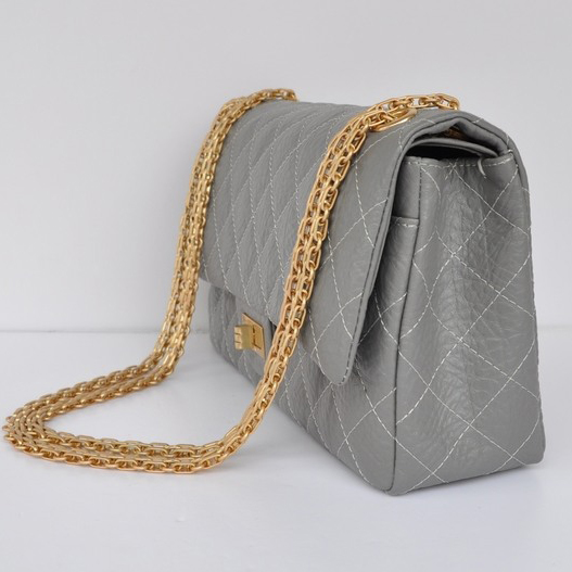 Chanel Classic Flap Bag A30226 elephantskin Gray with Antique Gold chain