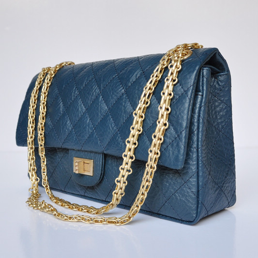 Chanel Classic Flap Bag A30226 elephantskin blue with gold chain