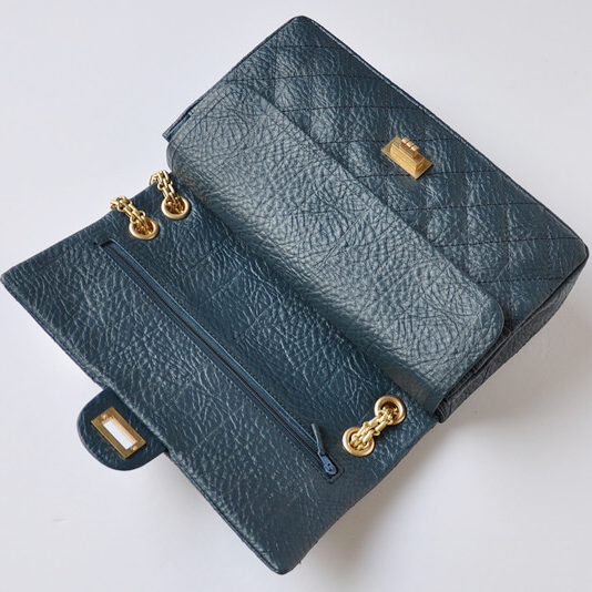 Chanel Classic Flap Bag A30226 elephantskin blue with gold chain