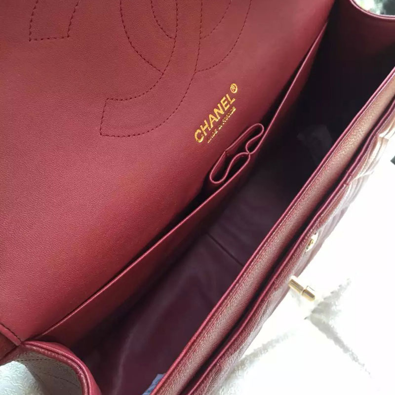 Chanel Classic Flap Bag Claret Original Caviar Leather 1113