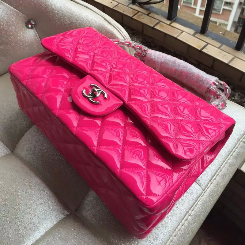 Chanel Classic Flap Bag Rose Original Patent Leather 1113