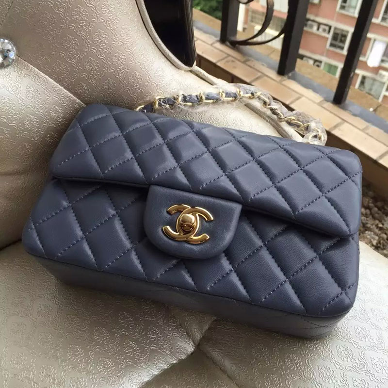 Chanel Classic Flap Bags Original Sheepskin Leather A1116 in Royalblue with Gold