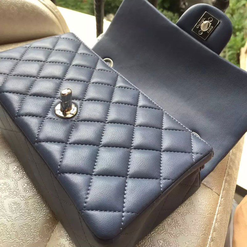 Chanel Classic Flap Bags Original Sheepskin Leather A1116 in Royalblue with Silver