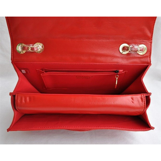 Chanel Classic Flap Bags Quality Red Leather with Gold CC Logo 48220