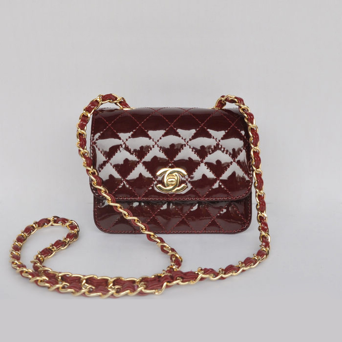 Chanel Classic Micro Flap Bag 1118 Claret Patent leather Gold Hardware