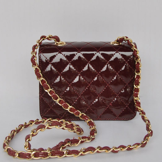 Chanel Classic Micro Flap Bag 1118 Claret Patent leather Gold Hardware