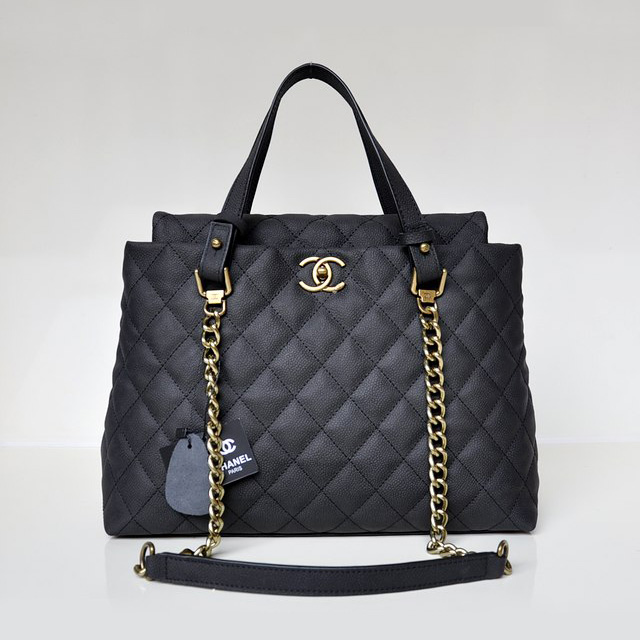 Chanel Classic Nubuck Cannage Pattern leather Two Handle Bag A69091 Black