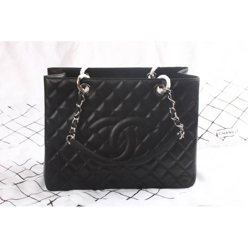 Chanel Coco Cocoon Original Sheepskin Leather Shoulder Bag A36092 Black with Silver