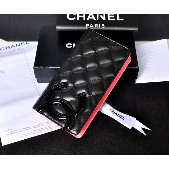 Chanel Combon Original Patent Leather Zip Around Wallet C50076 Black