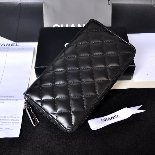 Chanel Combon Original Patent Leather Zip Around Wallet C50077 Black