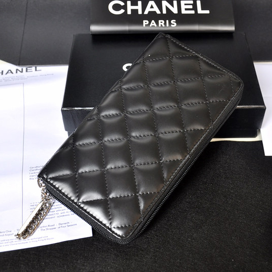 Chanel Combon Original Patent Leather Zip Around Wallet C50078 Black