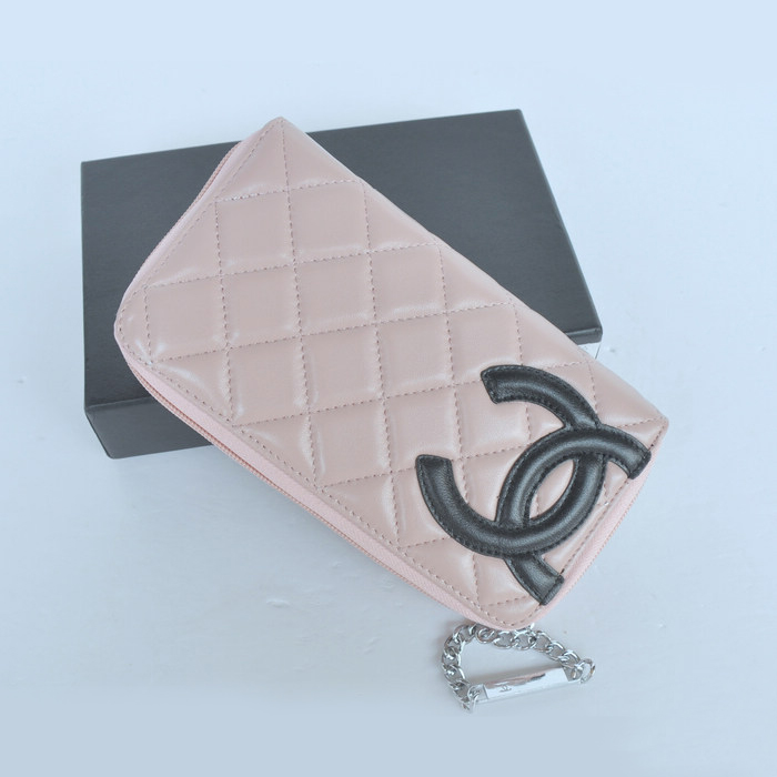 Chanel Combon Zip Around Wallet Sheepskin A167 Light Pink