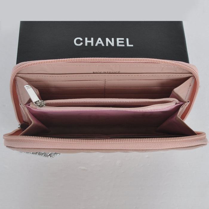 Chanel Combon Zip Around Wallet Sheepskin A167 Light Pink