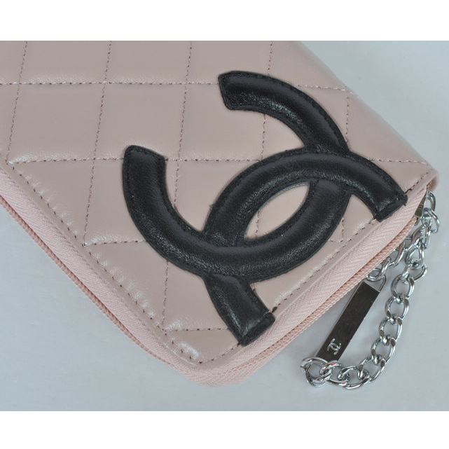 Chanel Combon Zip Around Wallet Sheepskin A167 Light Pink