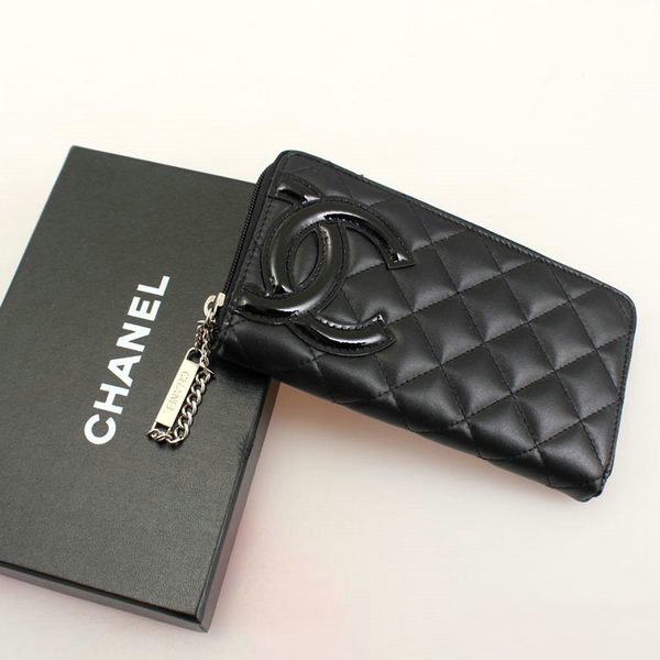 Chanel Combon Zip Around Wallet Sheepskin C50078 Black