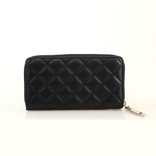 Chanel Combon Zip Around Wallet Sheepskin C50078 Black