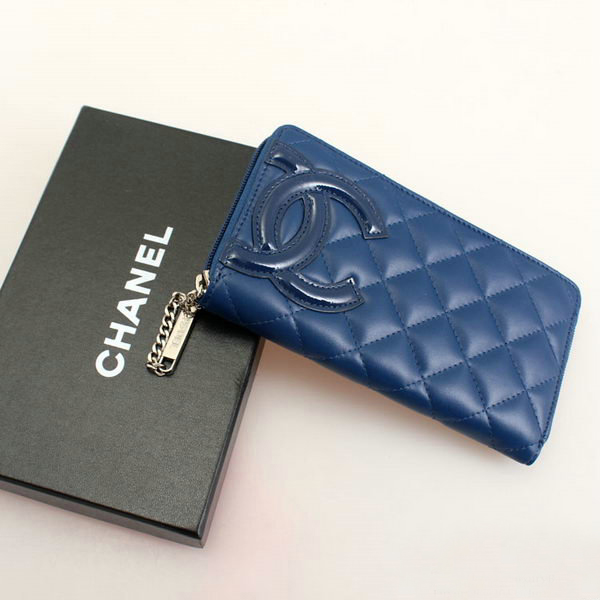 Chanel Combon Zip Around Wallet Sheepskin C50078 Blue