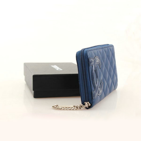 Chanel Combon Zip Around Wallet Sheepskin C50078 Blue