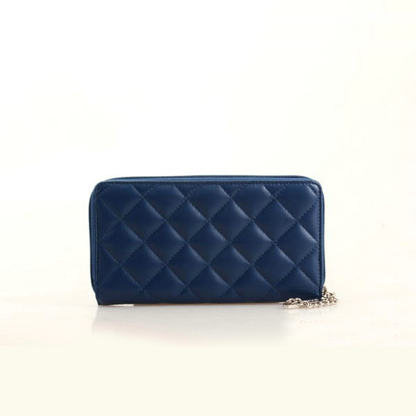 Chanel Combon Zip Around Wallet Sheepskin C50078 Blue