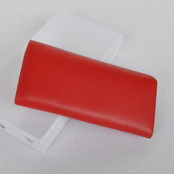 Chanel Emboss CC Logo Litchi stripes leather Bi-Fold Wallet C514 Red