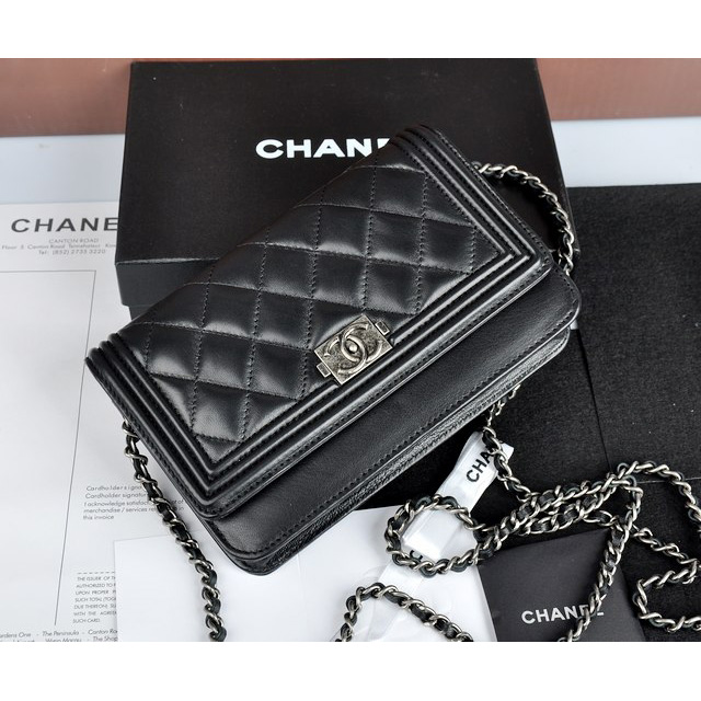 Chanel Flap Bag Original Sheepskin Leather A68804 in Black