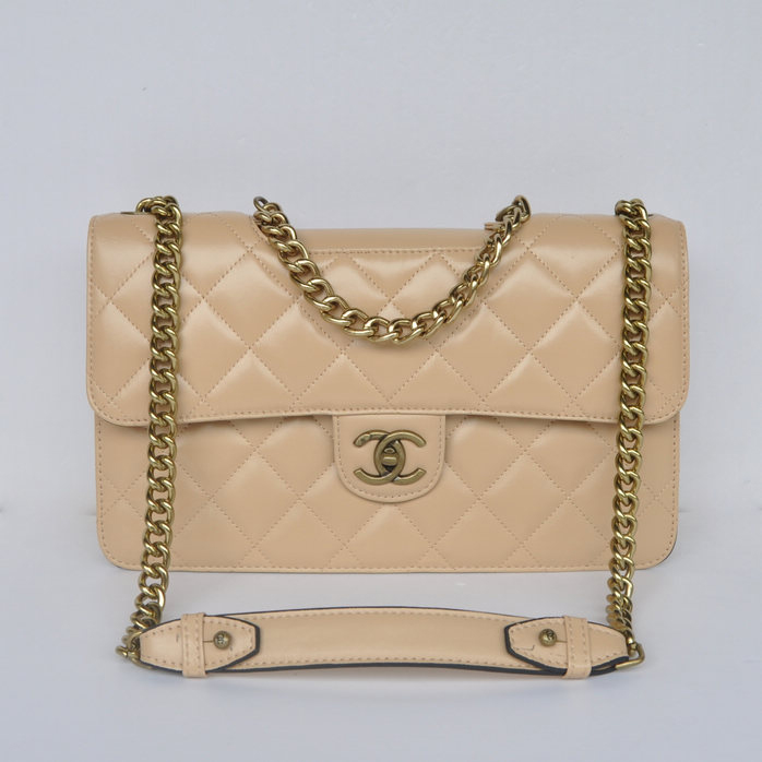 Chanel Flap Shoulder Bag Calfskin Leather A68321 Apricot