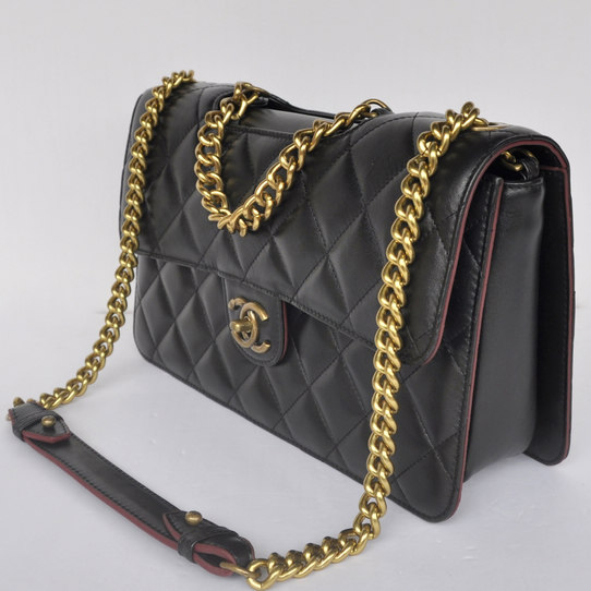 Chanel Flap Shoulder Bag Calfskin Leather A68321 Black