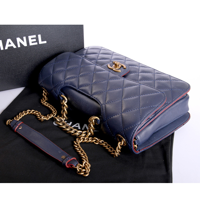 Chanel Flap Shoulder Bag Original Calfskin Leather A37008 Blue