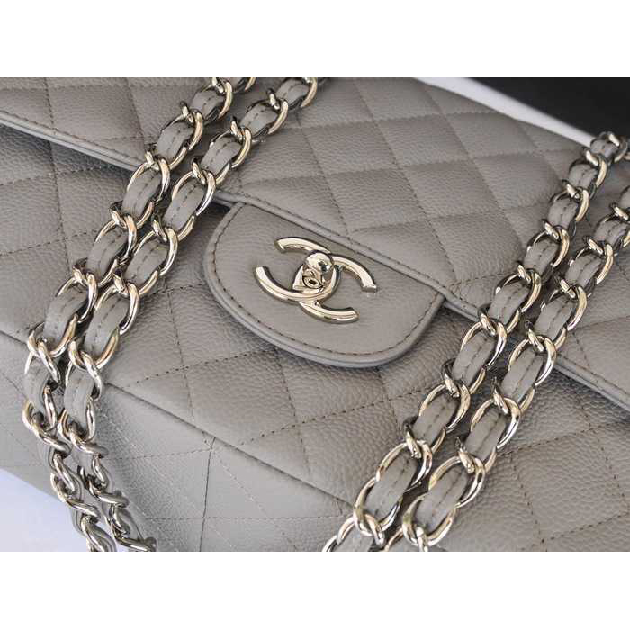 Chanel Jumbo Classic Caviar leather Flap Bag A36076 Grey