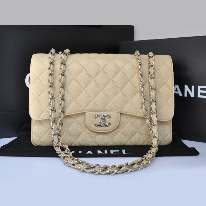 Chanel Jumbo Classic Original Caviar leather Flap Bag A36076 Apricot