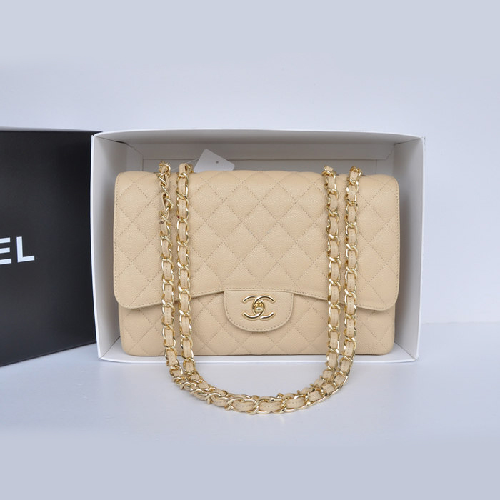 Chanel Jumbo Classic Original Caviar leather Flap Bag A36076 Apricot