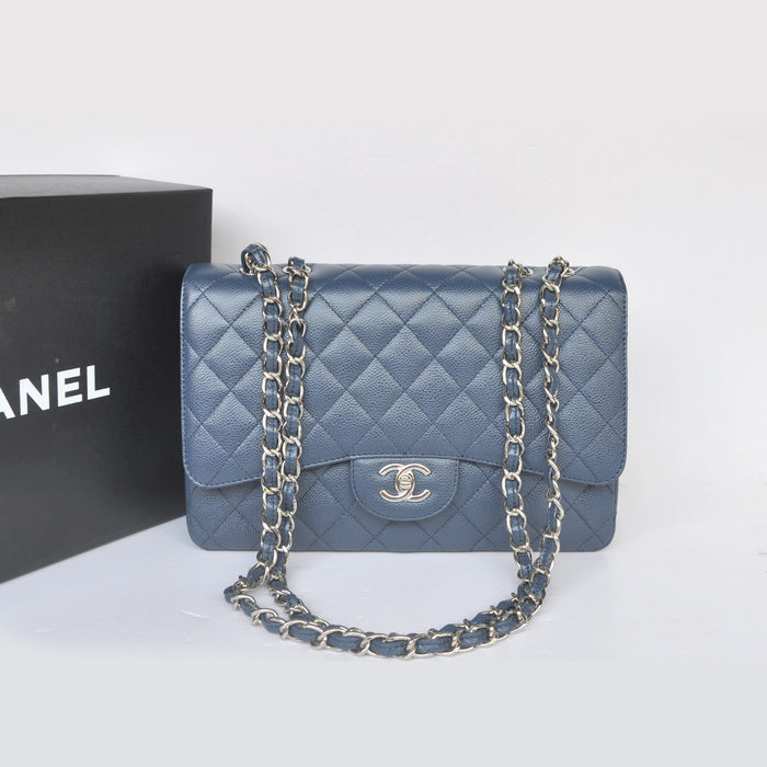 Chanel Jumbo Classic Original Caviar leather Flap Bag A36076 Blue