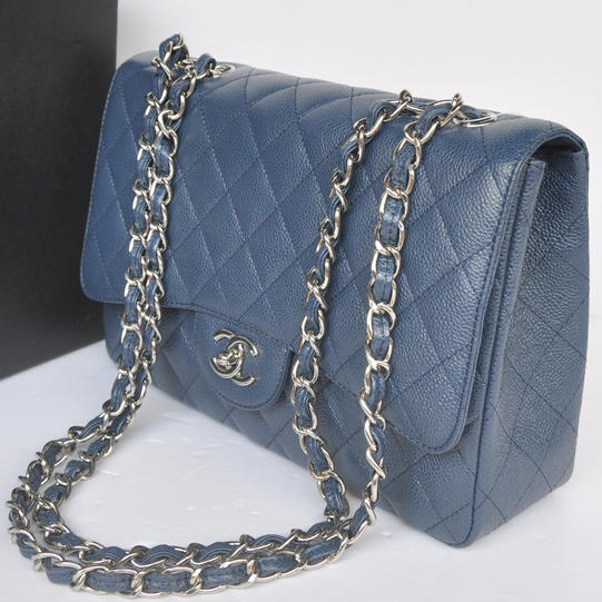 Chanel Jumbo Classic Original Caviar leather Flap Bag A36076 Blue