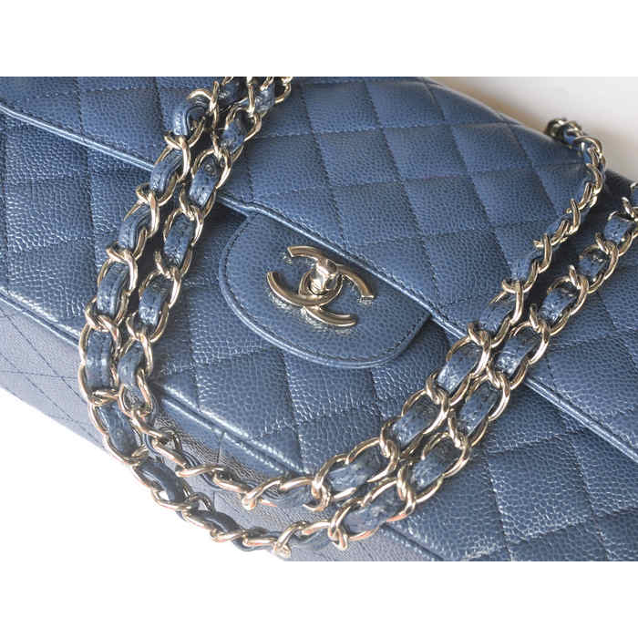 Chanel Jumbo Classic Original Caviar leather Flap Bag A36076 Blue