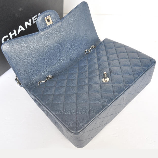 Chanel Jumbo Classic Original Caviar leather Flap Bag A36076 Blue