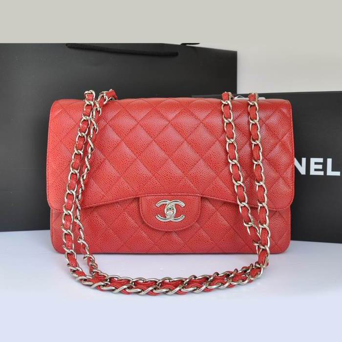 Chanel Jumbo Classic Original Caviar leather Flap Bag A36076 Red