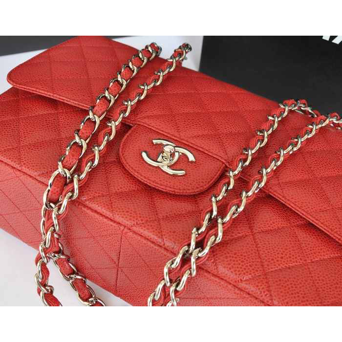 Chanel Jumbo Classic Original Caviar leather Flap Bag A36076 Red