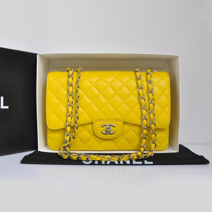 Chanel Jumbo Classic Original Caviar leather Flap Bag A36076 Yellow