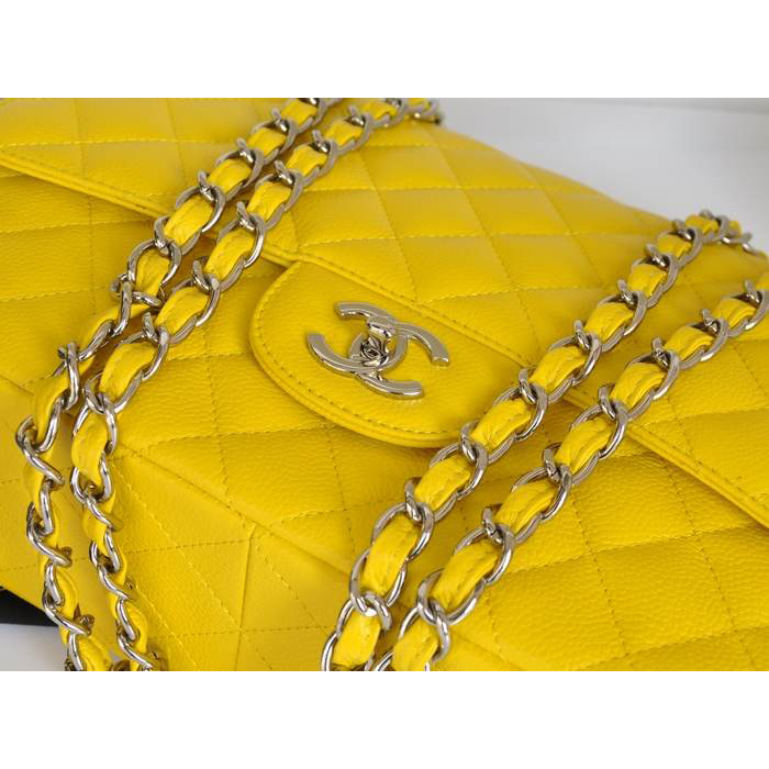 Chanel Jumbo Classic Original Caviar leather Flap Bag A36076 Yellow