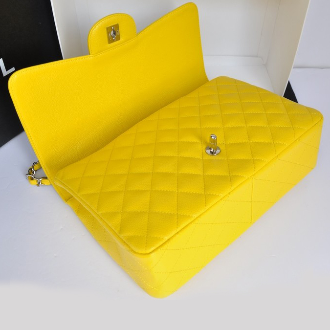 Chanel Jumbo Classic Original Caviar leather Flap Bag A36076 Yellow