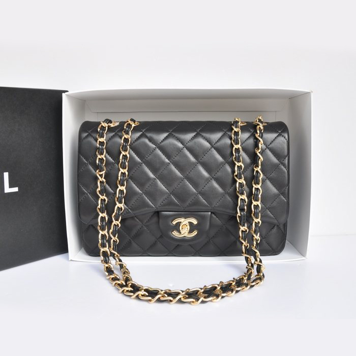 Chanel Jumbo Classic Original Lambskin leather Flap Bag A36076 Black