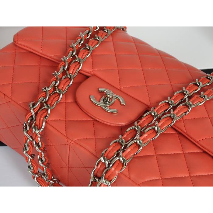 Chanel Jumbo Classic Original Lambskin leather Flap Bag A36076 Orange-red