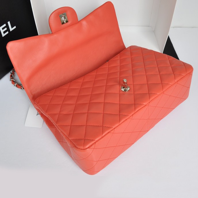 Chanel Jumbo Classic Original Lambskin leather Flap Bag A36076 Orange-red