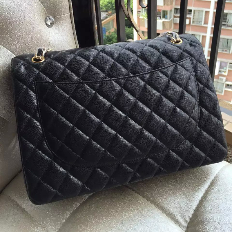 Chanel Jumbo Double Flaps Bag Black Original Caviar Leather A58601 Gold