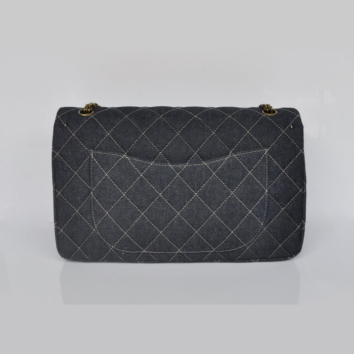 Chanel Jumbo Flap Bag Denim A28668 Black Golden