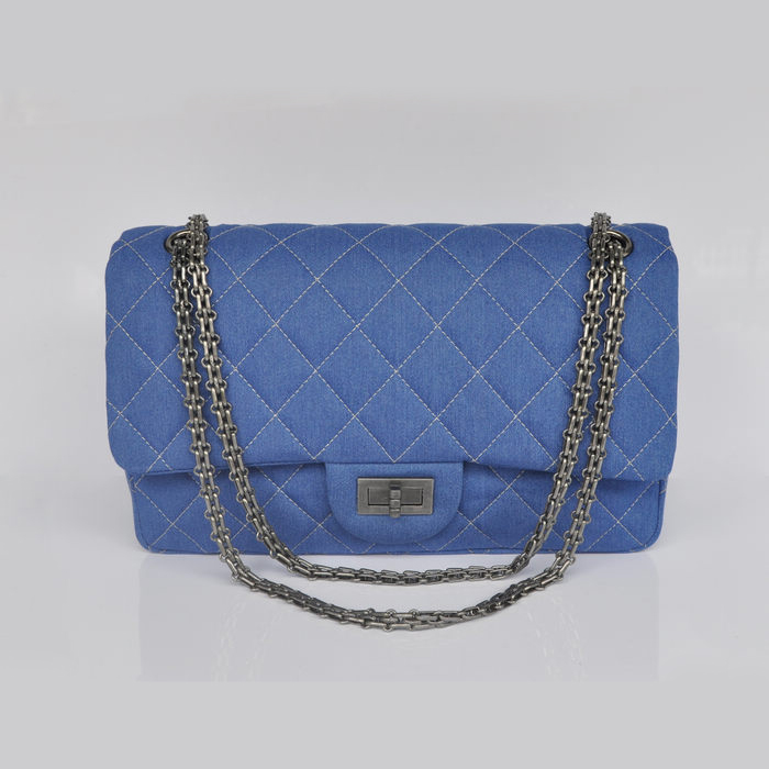 Chanel Jumbo Flap Bag Denim A28668 Blue Golden