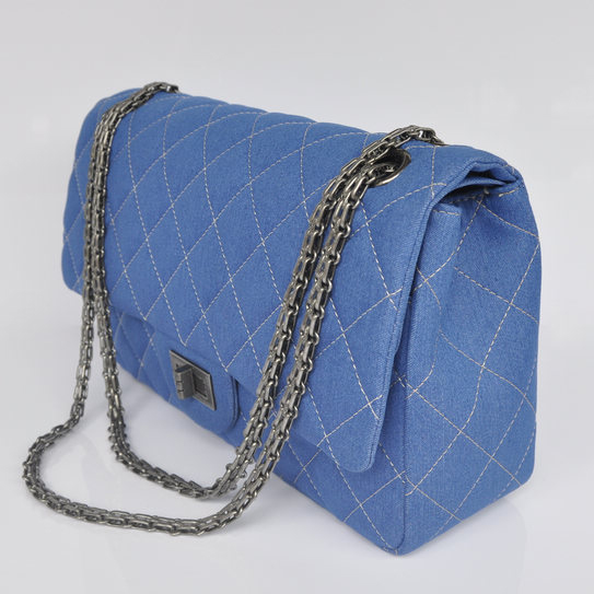 Chanel Jumbo Flap Bag Denim A28668 Blue Golden