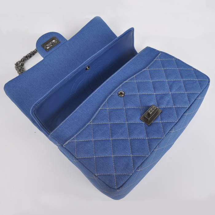 Chanel Jumbo Flap Bag Denim A28668 Blue Golden