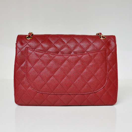 Chanel Jumbo Quilted Classic Caviar Leather Flap Bag A58600 Claret in Gold